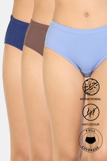 Buy Zivame Full Coverage Medium Rise Hipster Panty (Pack of 3) - Multicolor